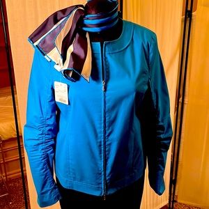 Doncaster size 12 double zip front jacket with round neck.